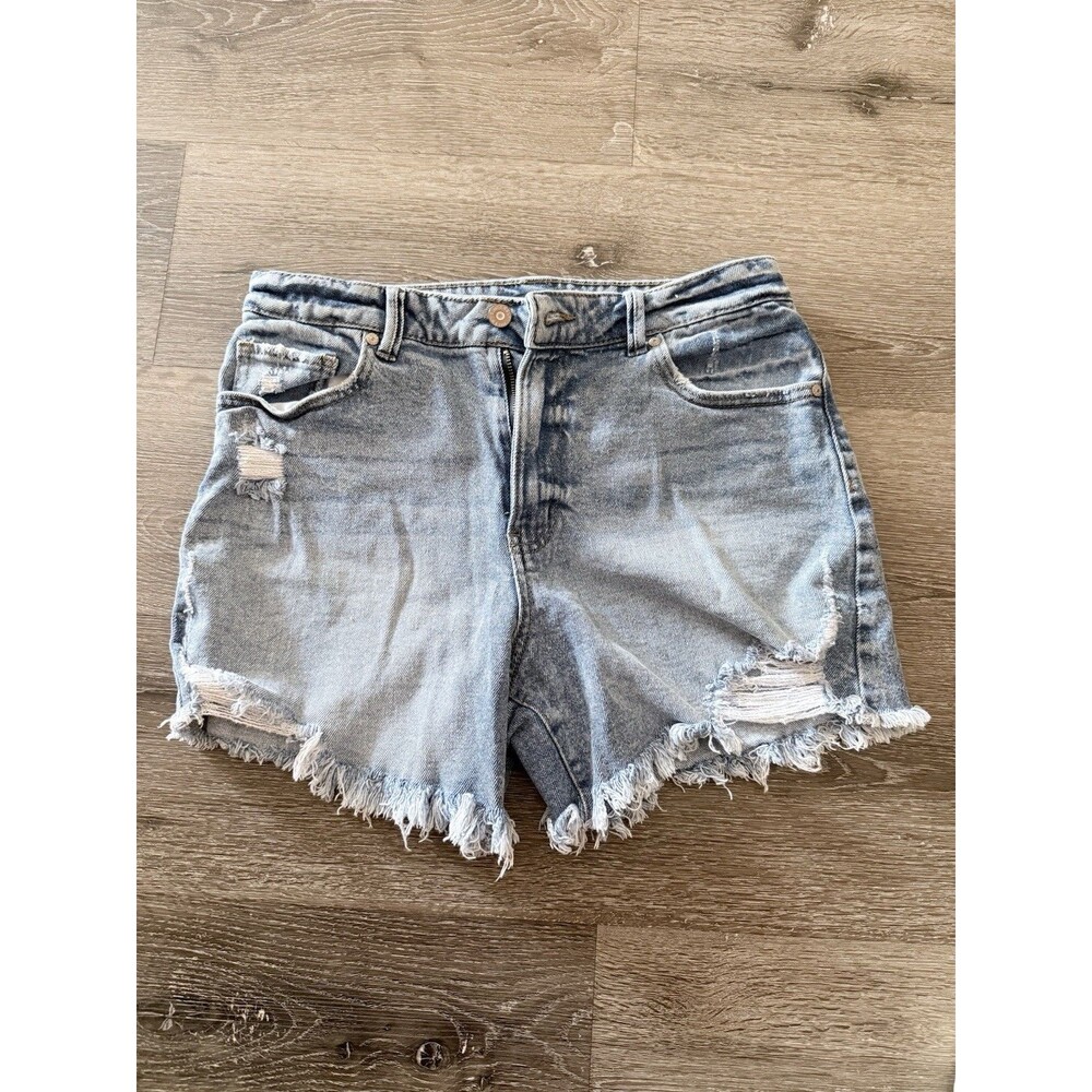 Sincerely Jules Women Distressed Denim Short Blue High Rise Frayed Hem Size 9/29